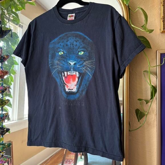 Vintage Fruit of the Loom Heavy Cotton Belize Jaguar Panther Shirt Medium Cotton - Picture 5 of 7
